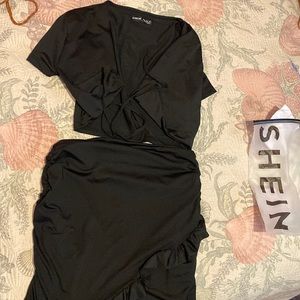 All black 2 piece skirt and shirt never worn